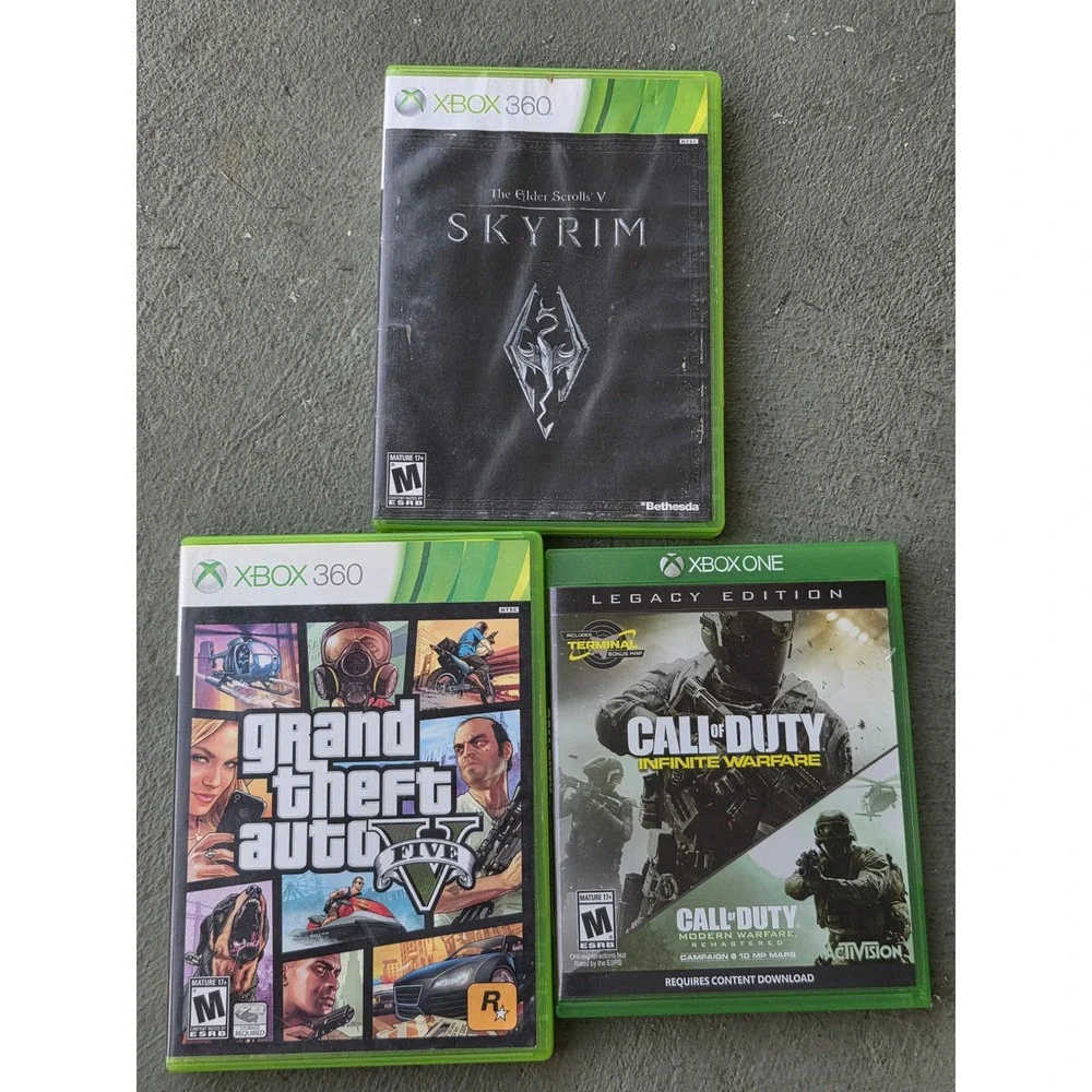 Xbox Game Lot GTA V Skyrim Xbox 360 Call of Duty Infinite Warfare Xbox One Bundl